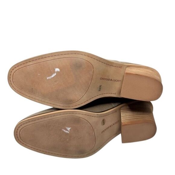 Lucky Brand Boots Size‎ 8.5 Tan Leather Block Heel Pull On Style Ankle Booties - Picture 12 of 12